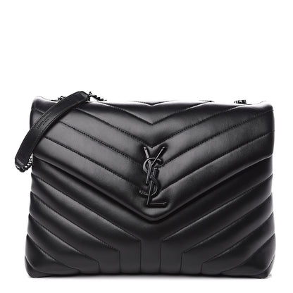 Saint Laurent Calfskin Y Quilted Monogram Medium Loulou Chain Satchel Black 1 of 10