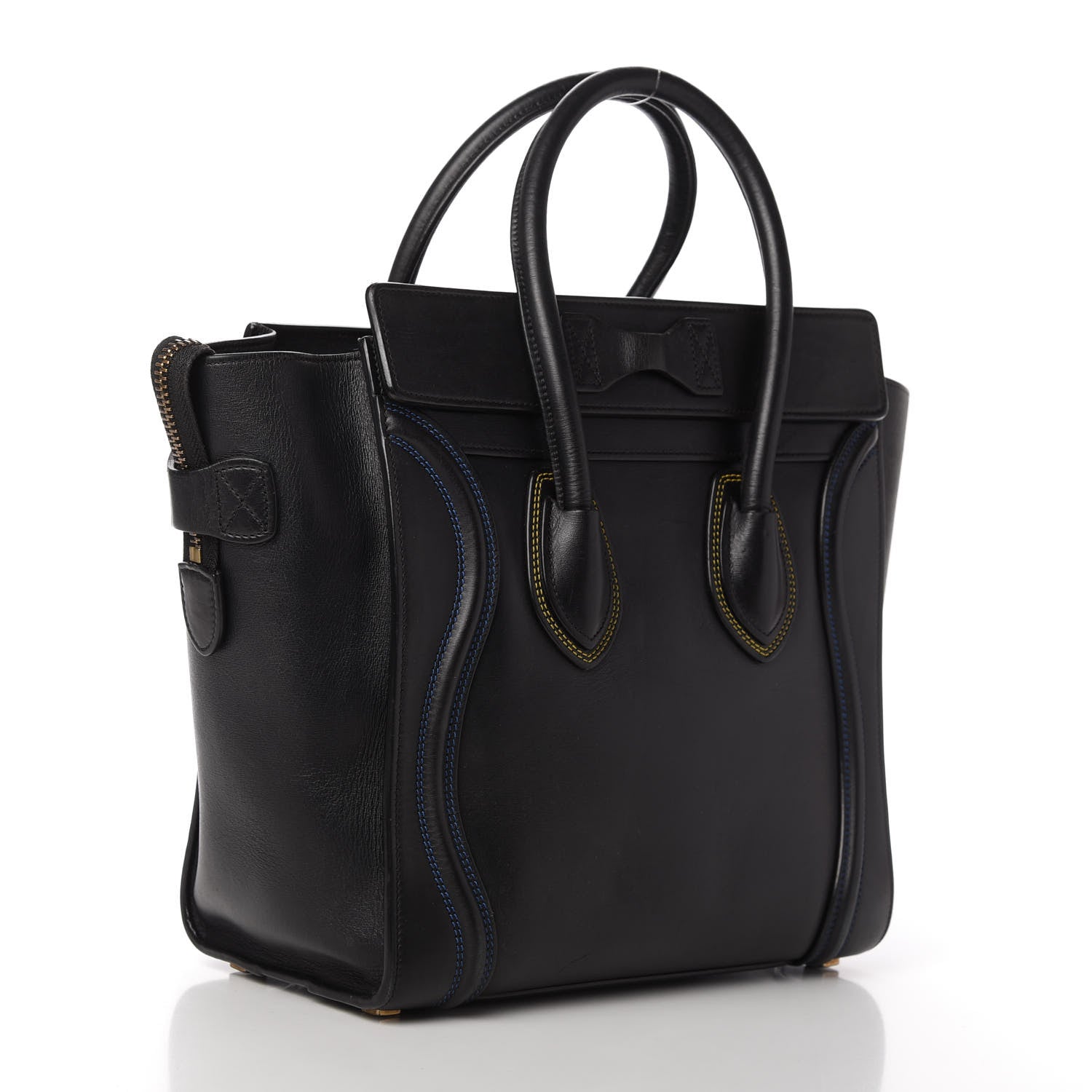Celine Smooth Calfskin Multicolor Double Stitching Micro Luggage Black 3 of 11