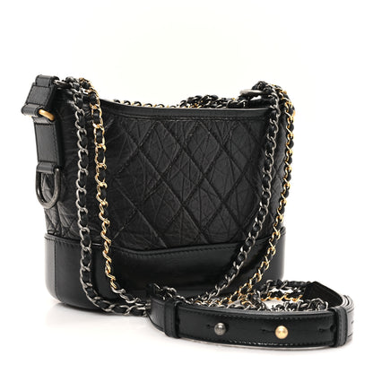Chanel Aged Calfskin Quilted Small Gabrielle Hobo Black 3 of 10