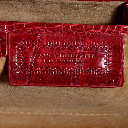 Nancy Gonzalez Crocodile Clutch Dark Red 6 of 8