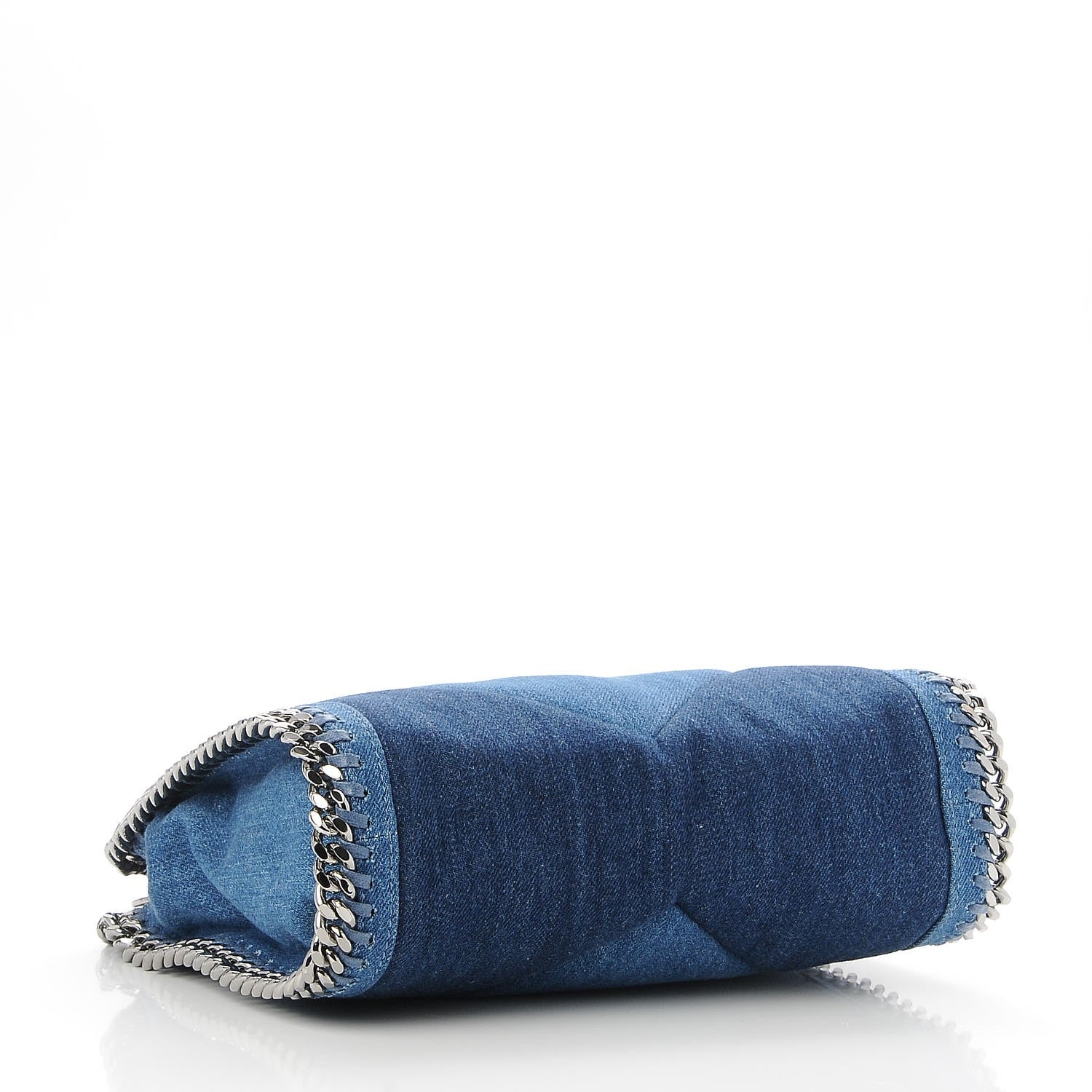 Stella McCartney Eco Denim Chevron Quilted Mini Falabella Fold Over Tote Blue 5 of 9