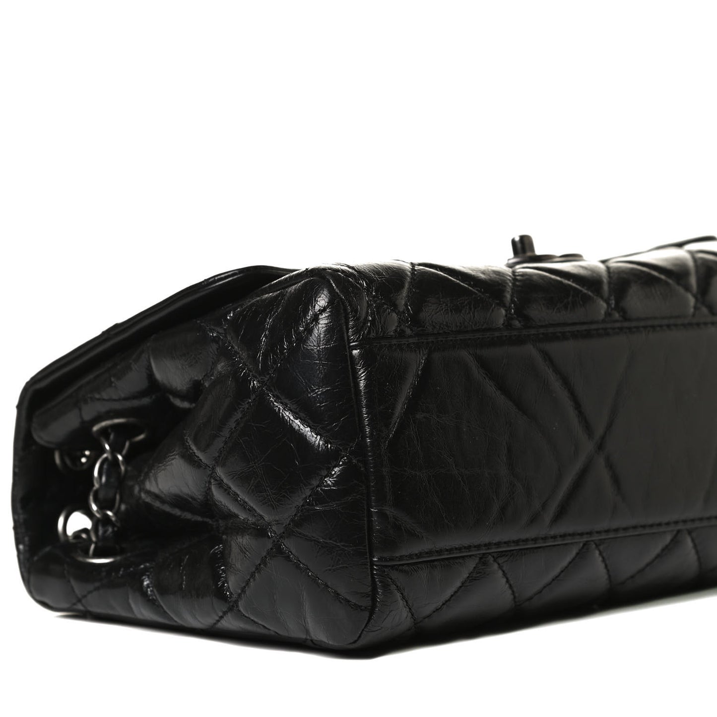 Glazed Calfskin Quilted Coco Soft Flap Black