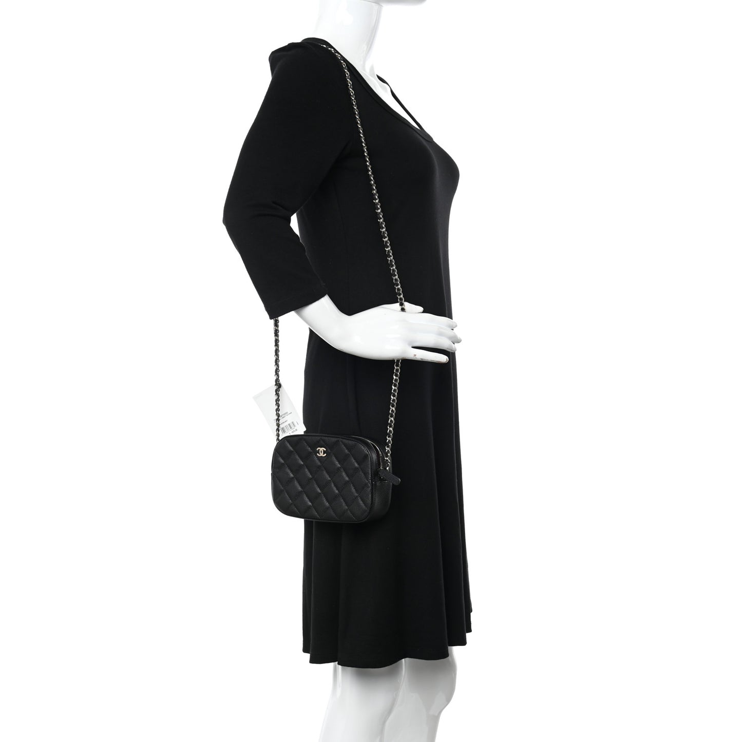 Caviar Quilted Vanity With Chain Black