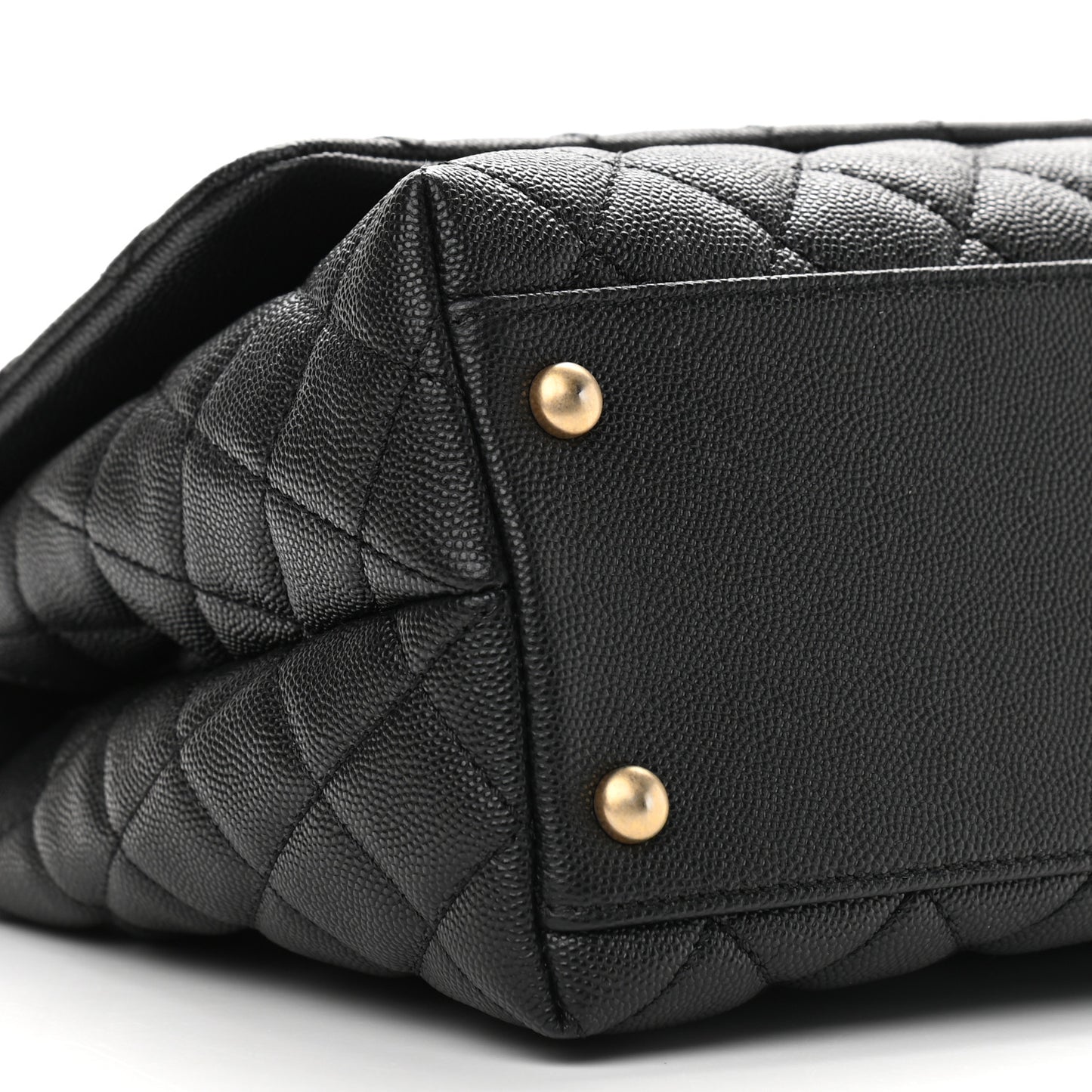 Caviar Lizard Quilted Small Coco Handle Flap Black