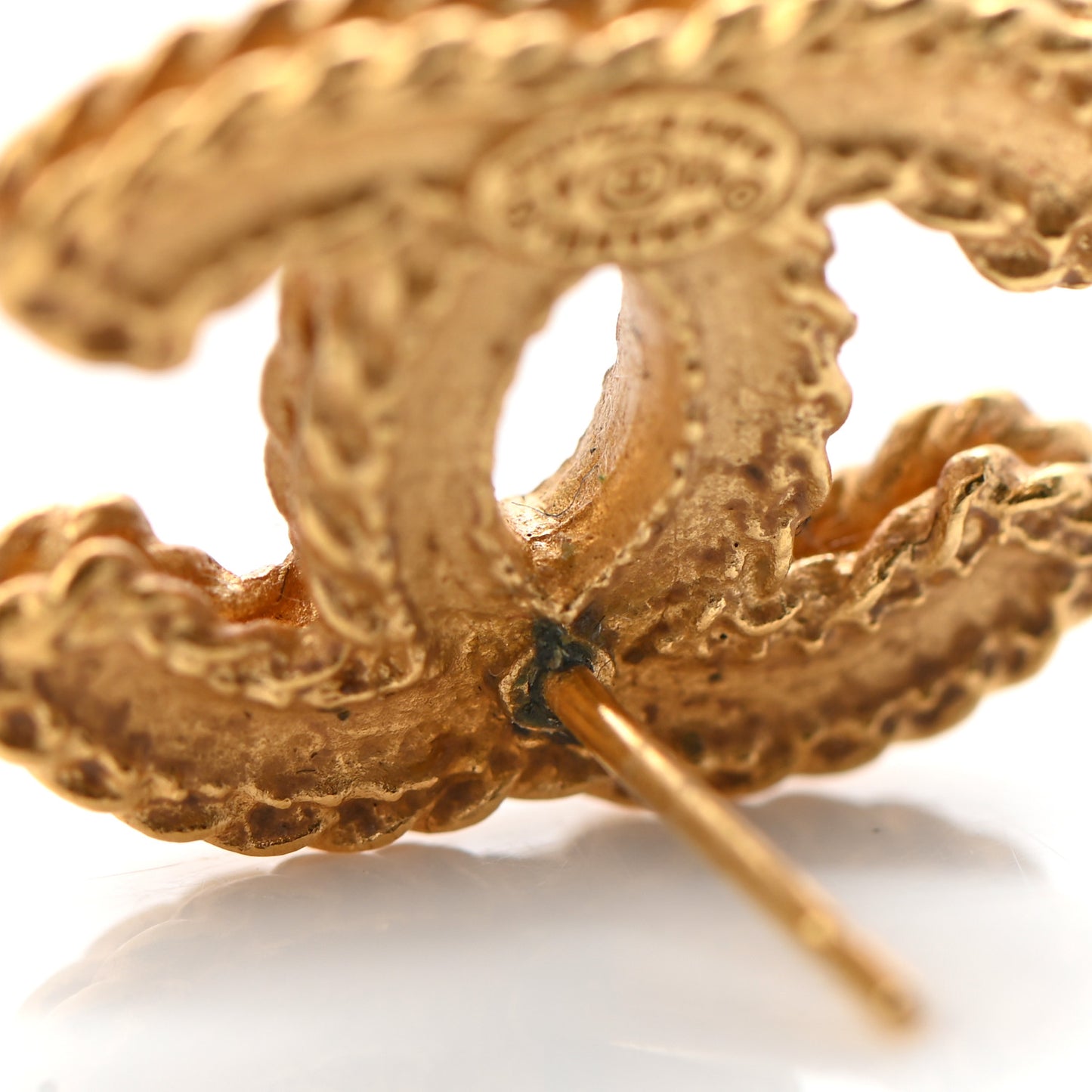 Metal CC Rope Earrings Matte Gold