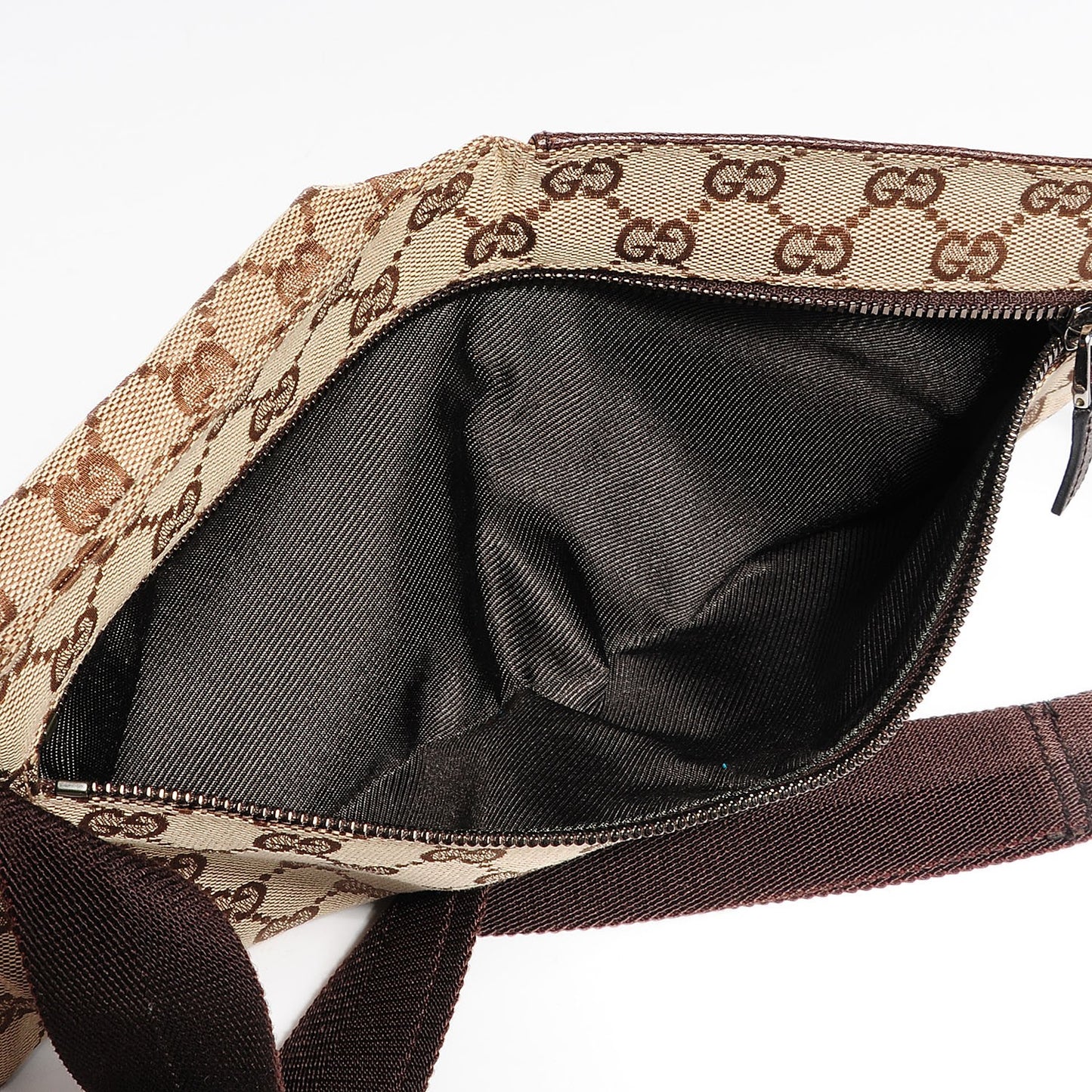 GG Monogram Double Pocket Belt Bag Dark Brown