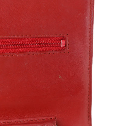 Chanel Lambskin Camellia Embossed Wallet On Chain WOC Red 12 of 13