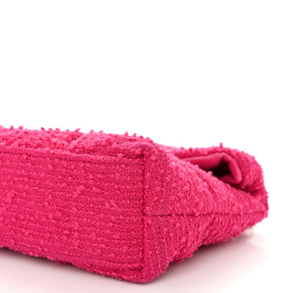 Saint Laurent Boucle Tweed Quilted Toy Loulou Puffer Monogram Chain Satchel Magenta 9 of 9