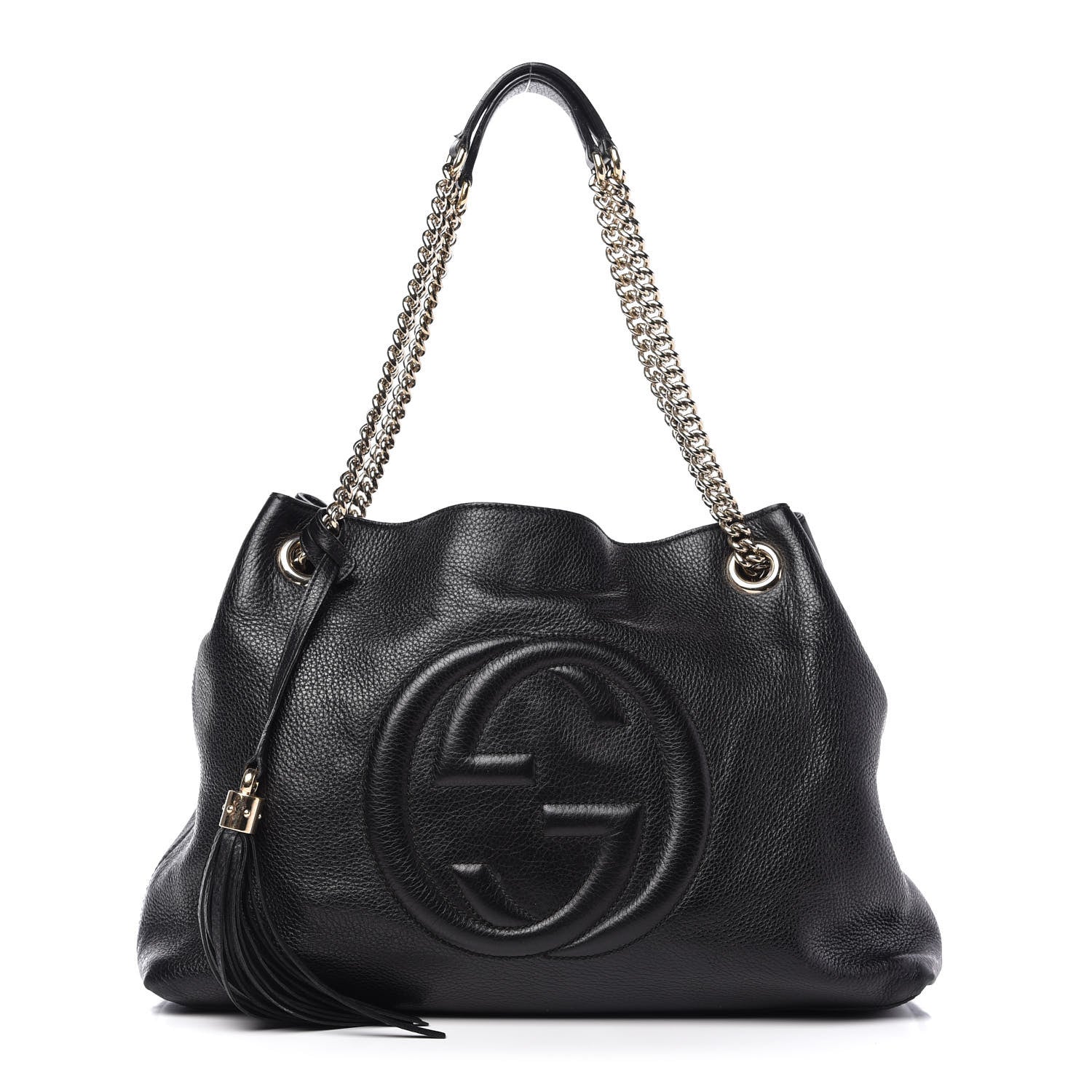Gucci Pebbled Calfskin Medium Soho Chain Shoulder Bag Black 1 of 10