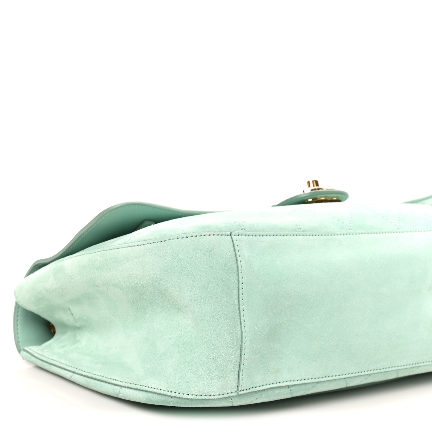Suede Calfskin Small Souplissimo Maxi Flap Green