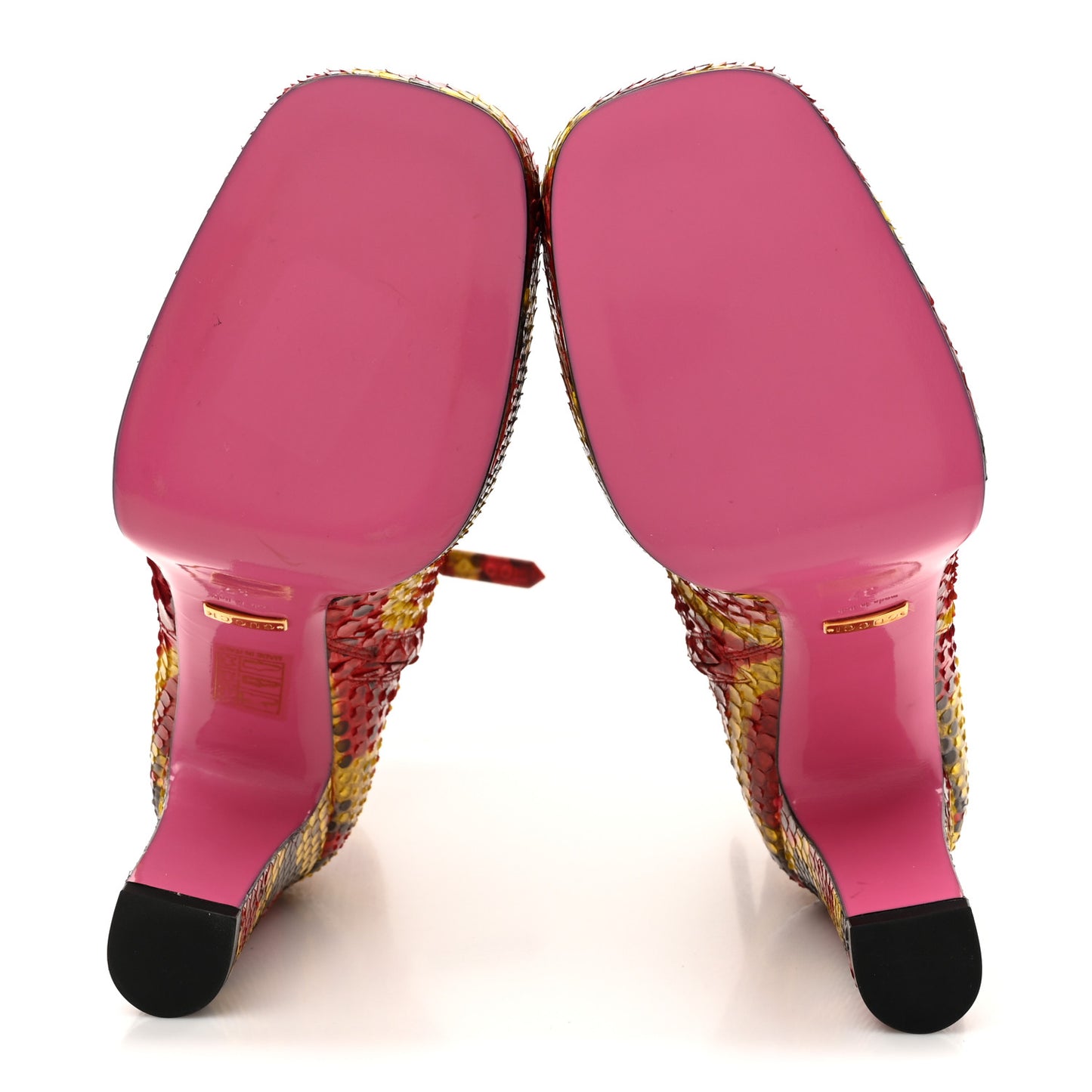 Snakeskin Platform Boots 37 Red Multicolor