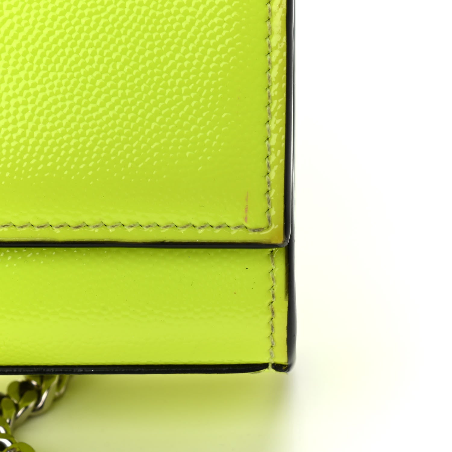 Saint Laurent Patent Grain de Poudre Small Monogram Kate Satchel Neon Yellow 14 of 16