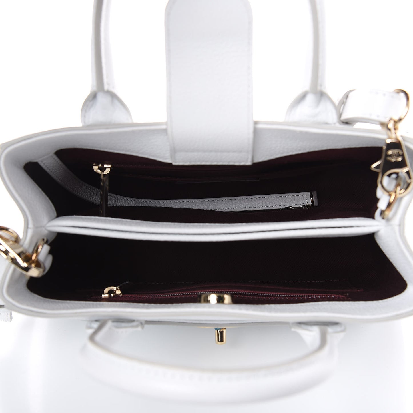 Grained Calfskin Mini Neo Executive Shopper Tote White