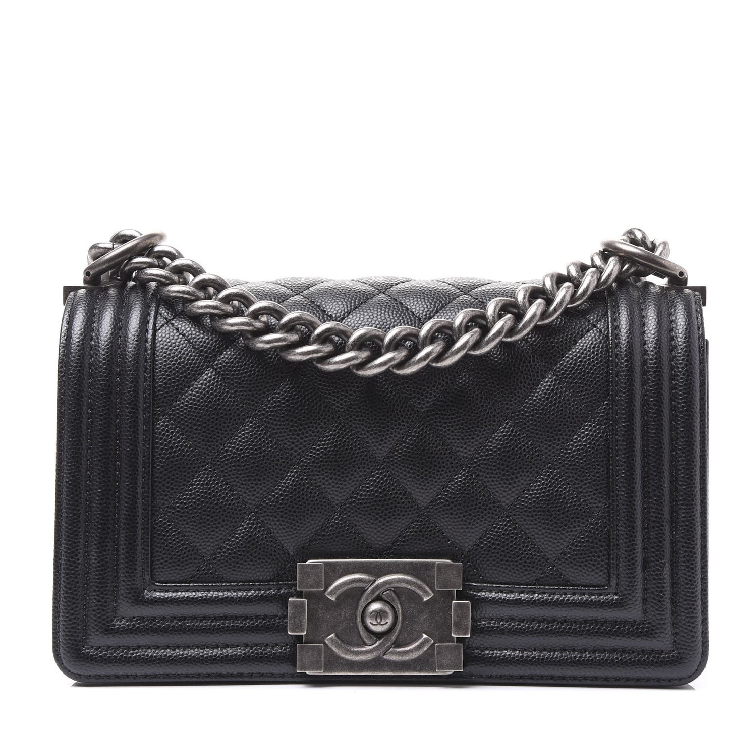 Caviar Quilted Small Boy Flap Black