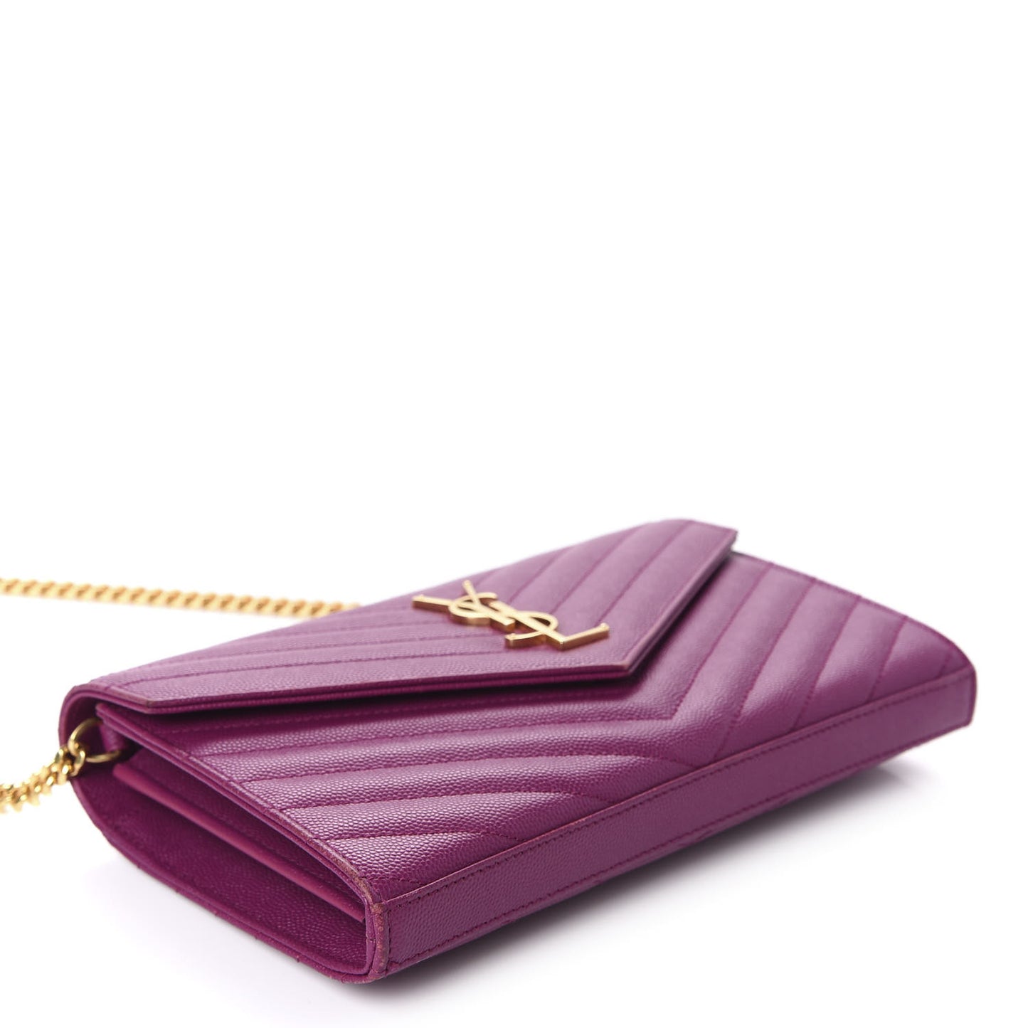 Grain De Poudre Matelasse Chevron Monogram Chain Wallet Dark Grape