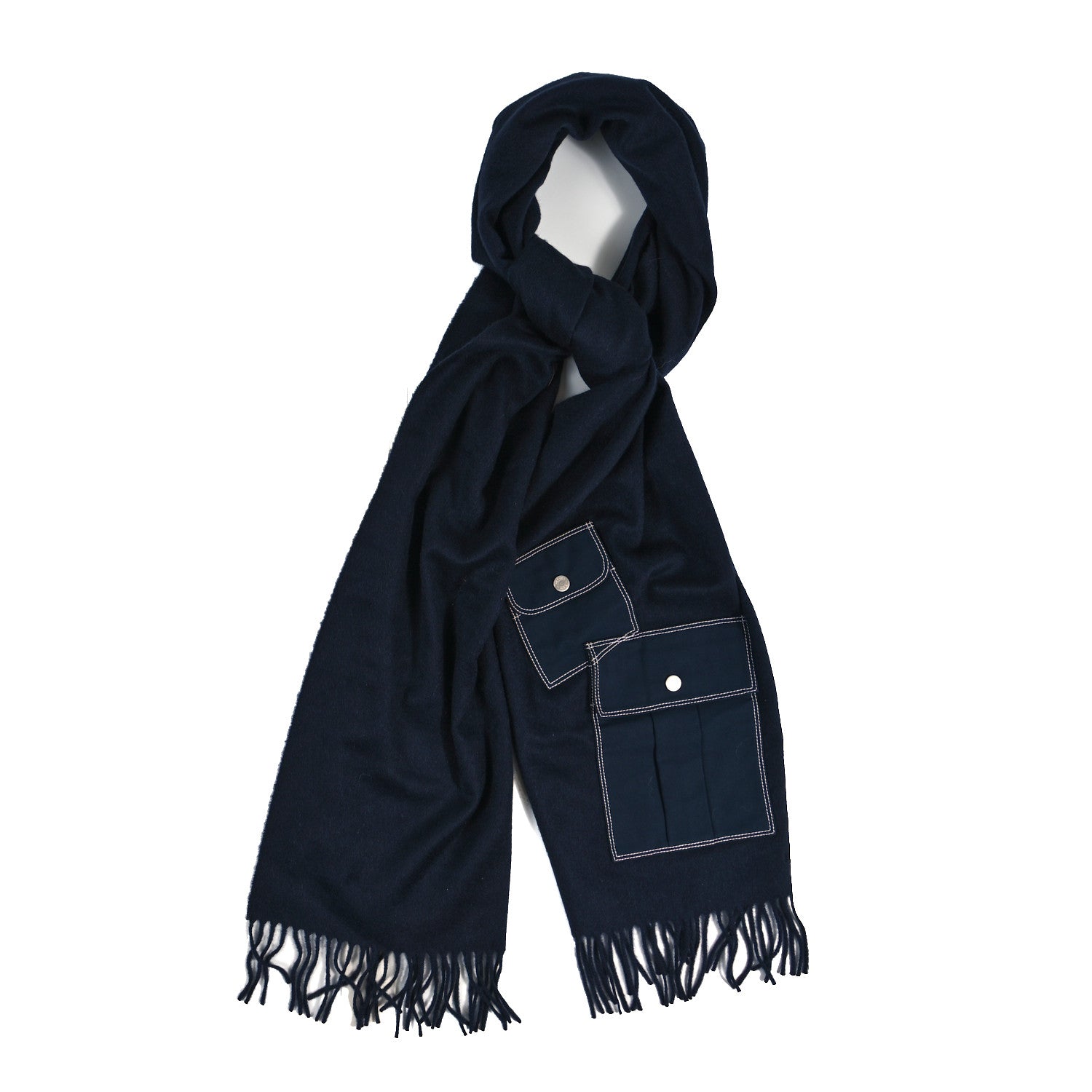Hermes Cashmere Aviateur Muffler Marine 1 of 3