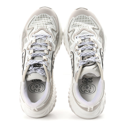 Gucci Mesh Fabric Ripple Splash Mens Sneakers  7 Grey White 2 of 10