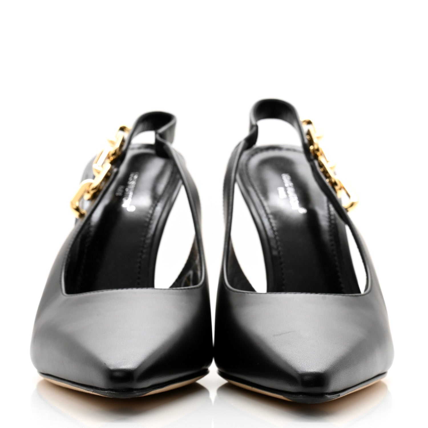 Louis Vuitton Calfskin Sparkle Slingback Pumps 39 Black 2 of 11