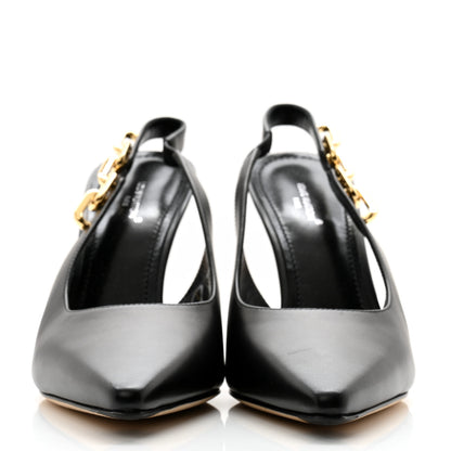 Louis Vuitton Calfskin Sparkle Slingback Pumps 39 Black 2 of 11