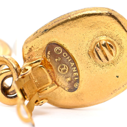 Chanel Crystal Pearl CC Drop Clip On Earrings Gold 3 of 6