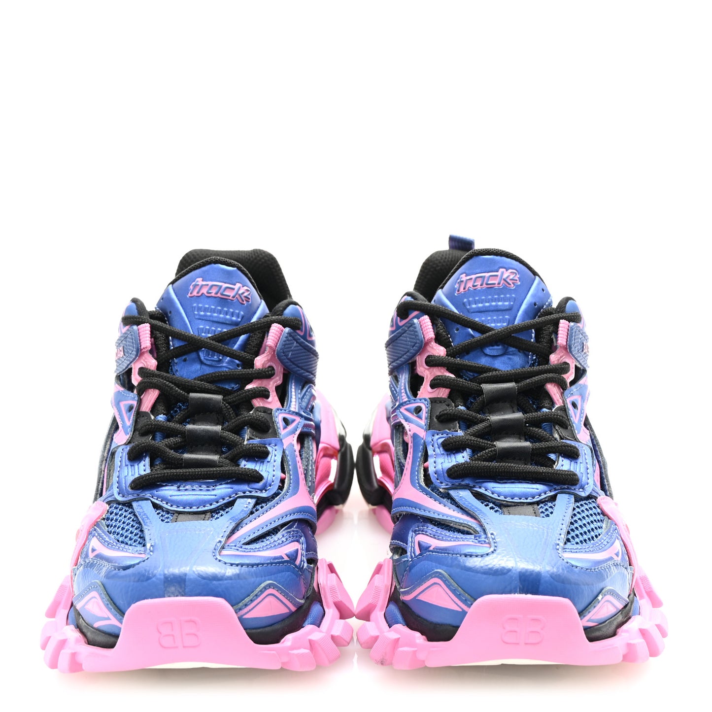 Rubber Mesh Bi-Color Womens Track.2 Open Sneakers 36 Blue Pink