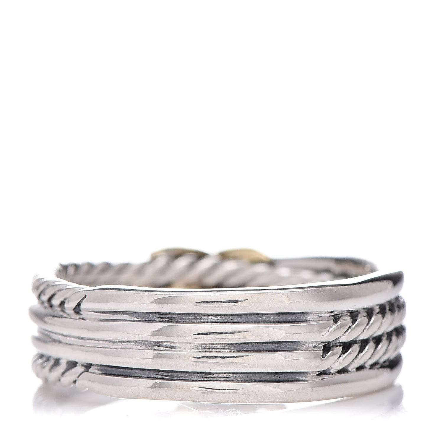 Sterling Silver 18K Yellow Gold 6mm X Crossover Ring 54 7.5