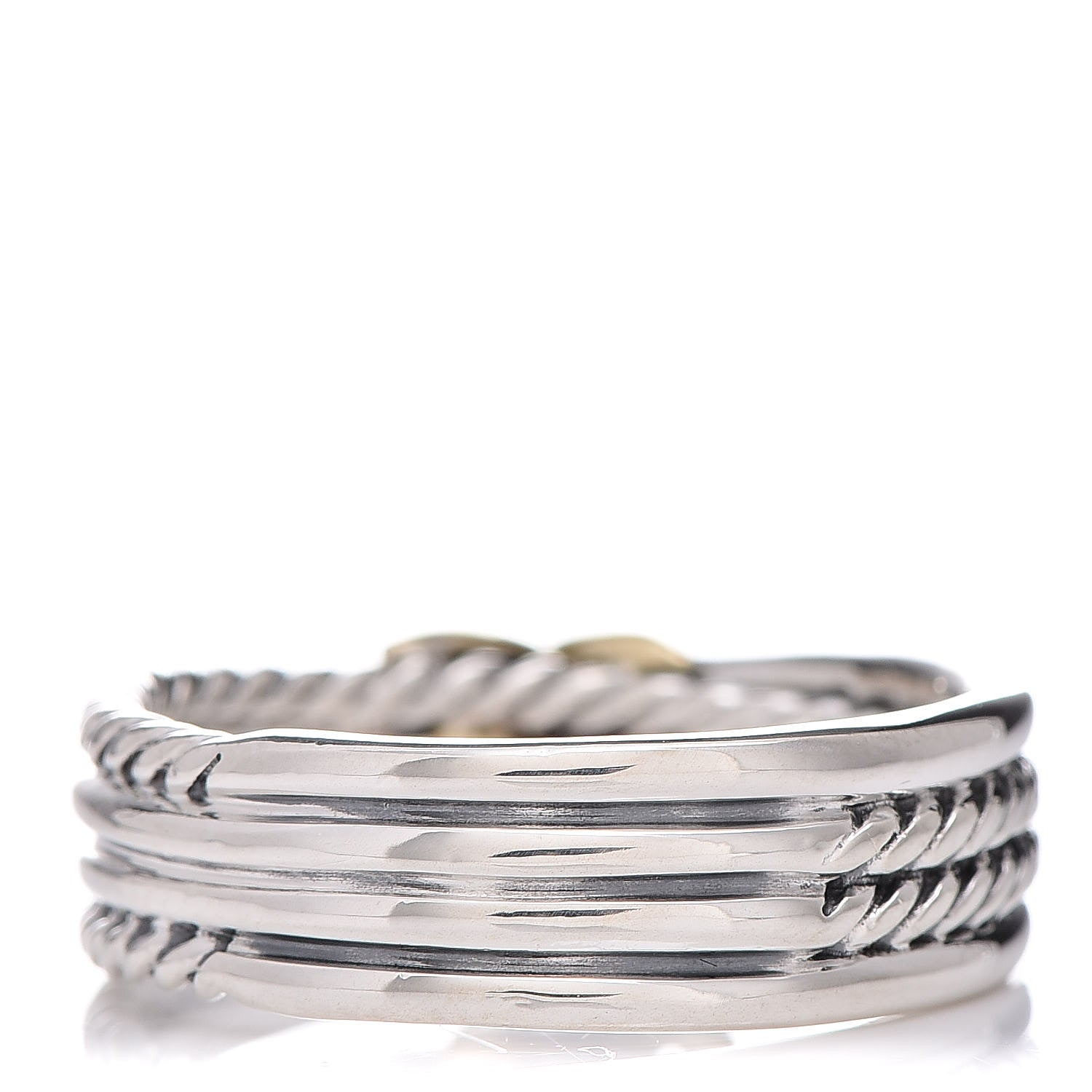 David Yurman Sterling Silver 18K Yellow Gold 6mm X Crossover Ring 54 7.5 3 of 4