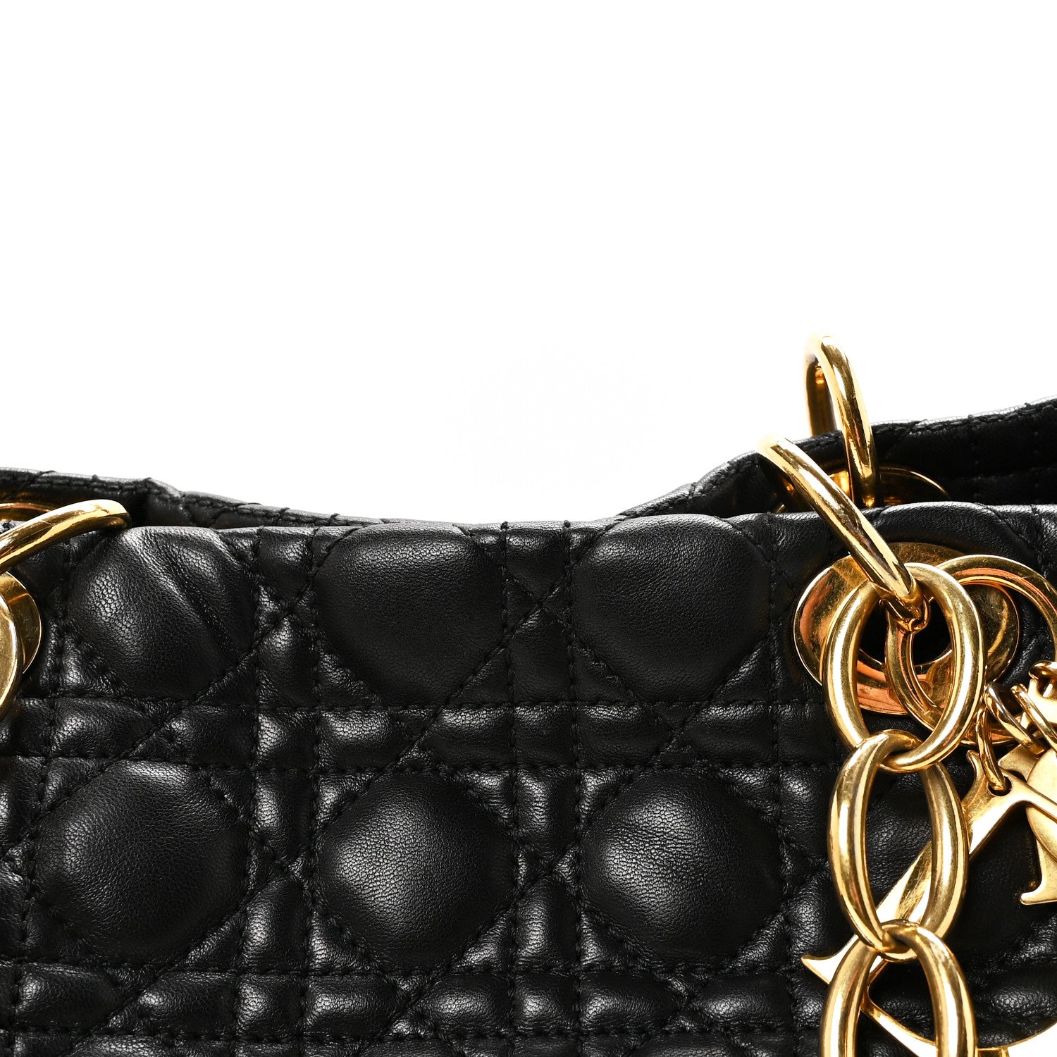 Christian Dior Lambskin Cannage Medium Dior Soft Shopping Tote Black 7 of 9