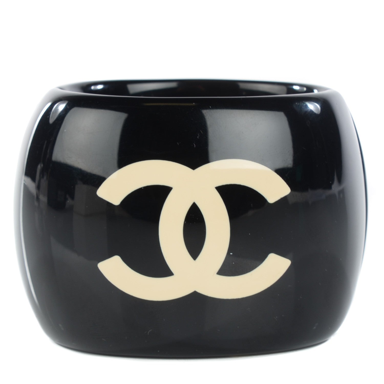 Chanel Resin CC Camellia Cuff Black 1 of 5