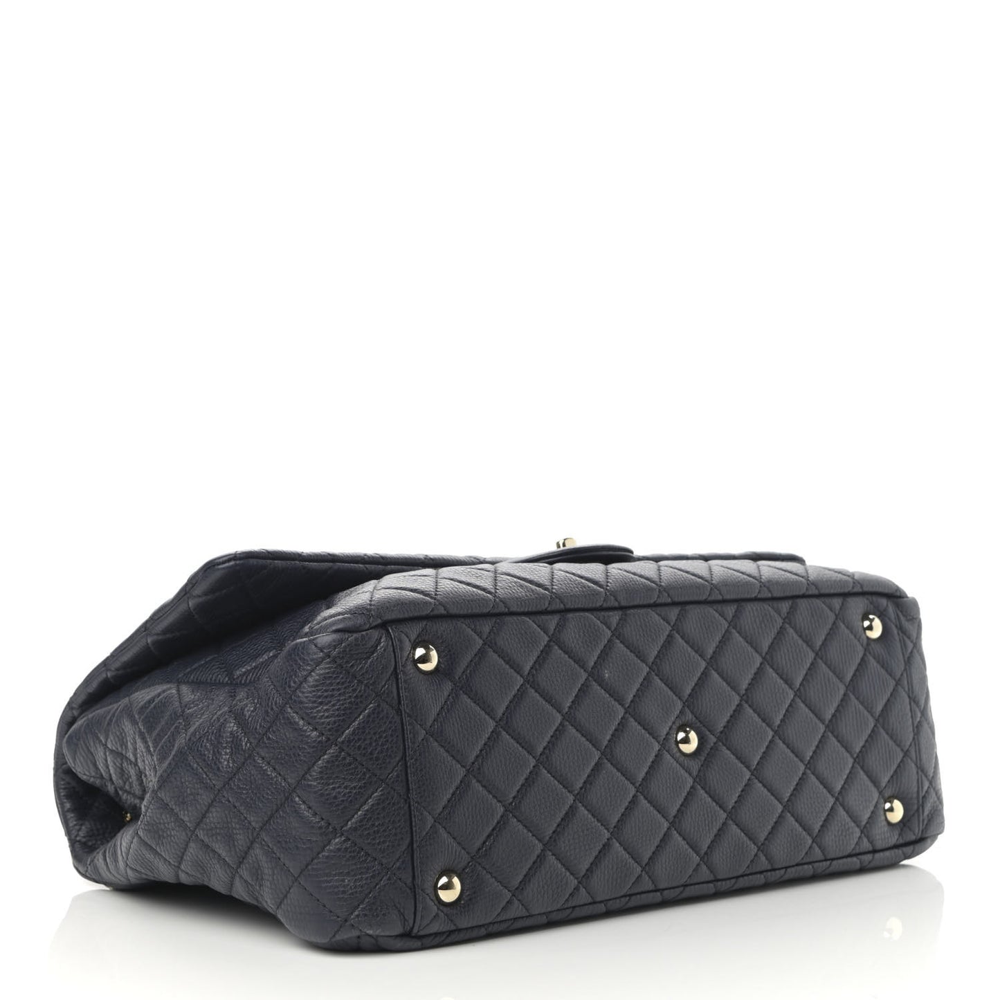 Calfskin Quilted XXL Travel Flap Bag Navy