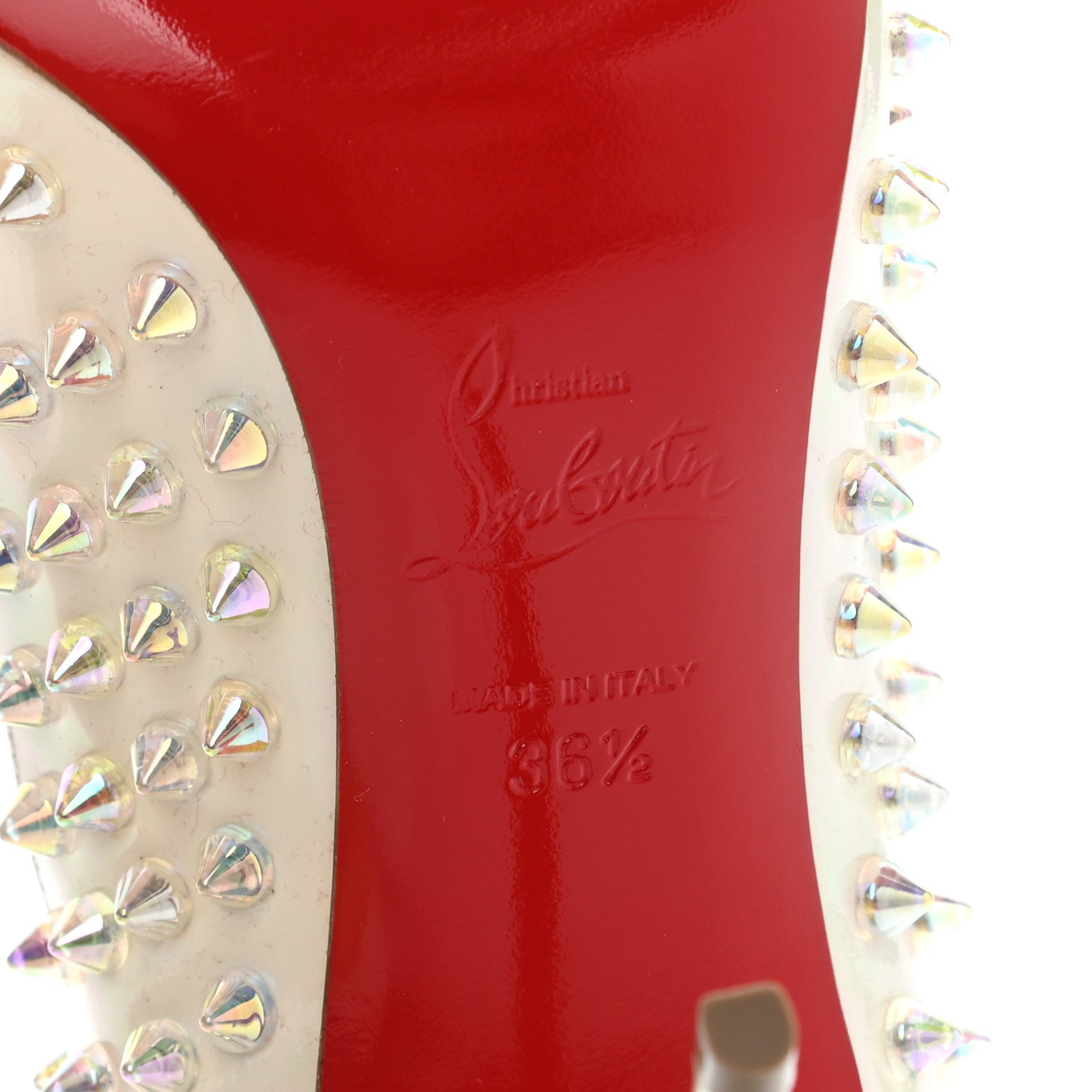 Christian Louboutin Patent Follies Spikes 100 Pumps 36.5 White 7 of 7