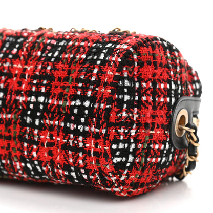 Chanel Tweed Calfskin Signe Bowling Bag Red Black 6 of 11