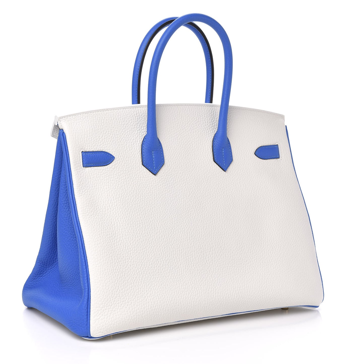 Bi-Color Horseshoe Birkin 35 Perle Bleu Electrique