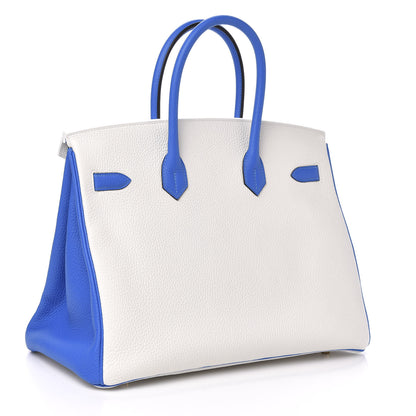 Hermes Bi-Color Horseshoe Birkin 35 Perle Bleu Electrique 3 of 9