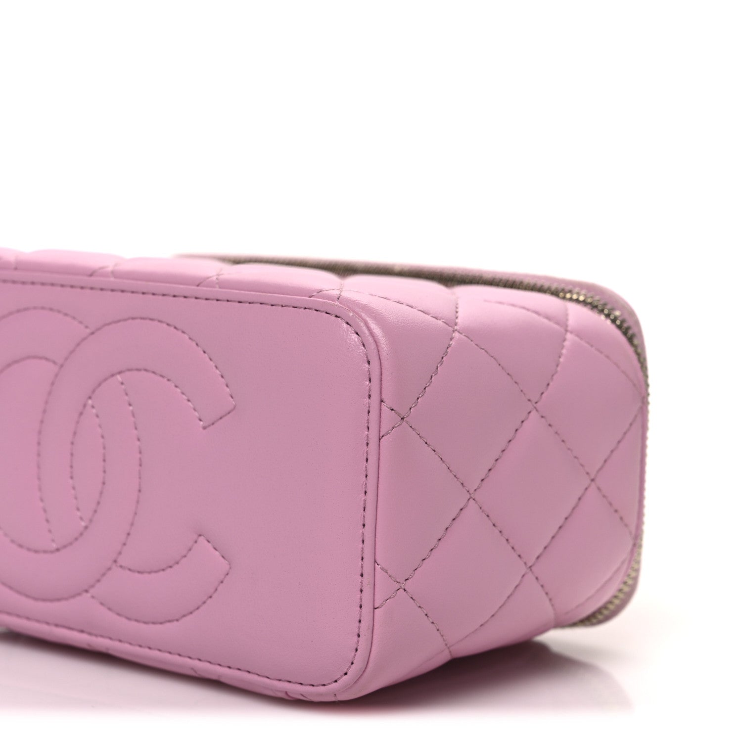 Chanel Lambskin Quilted Small Top Handle Vanity Case With Chain  Lilac Light Green 10 of 10