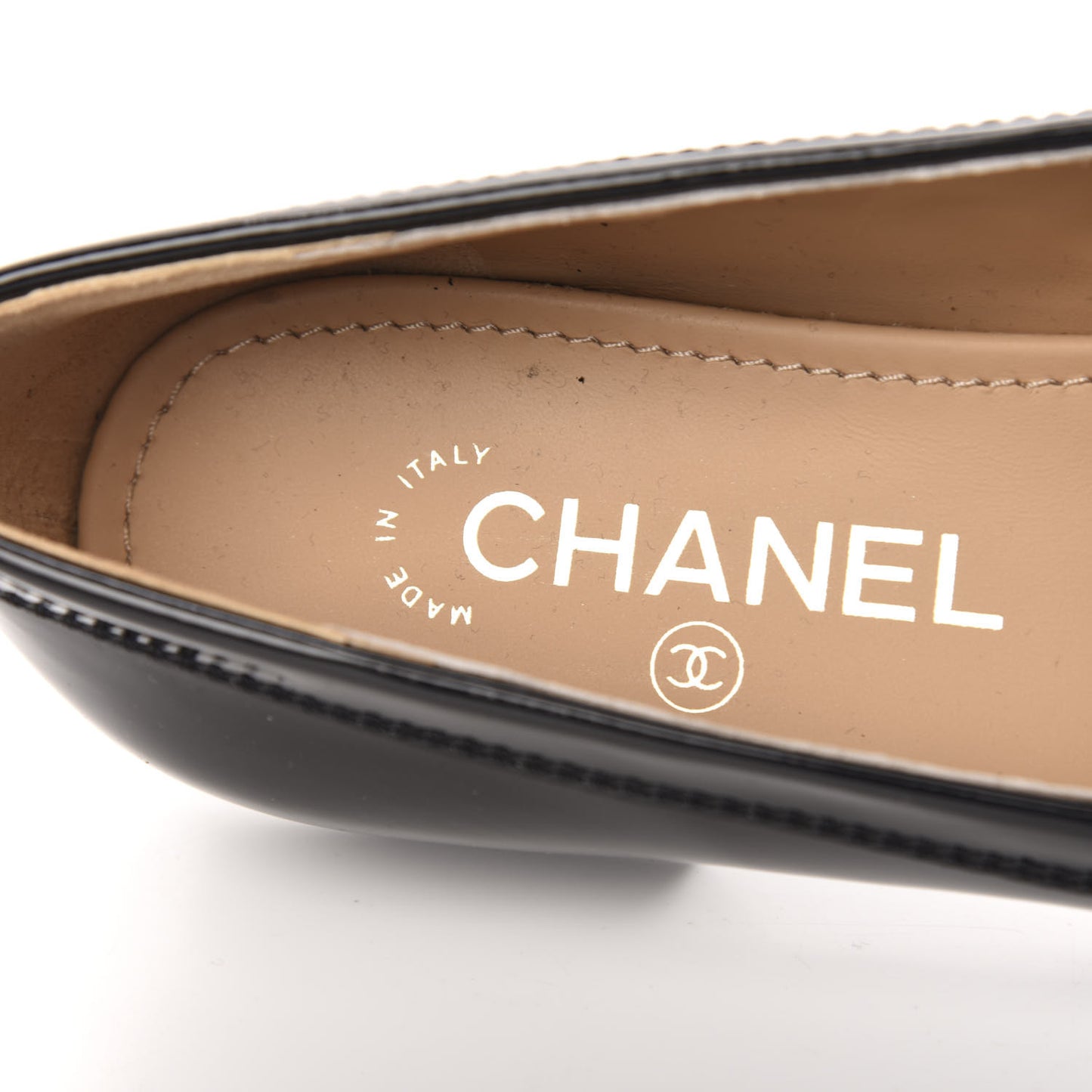 Patent Calfskin CC Mocassin Loafers 38.5 Black