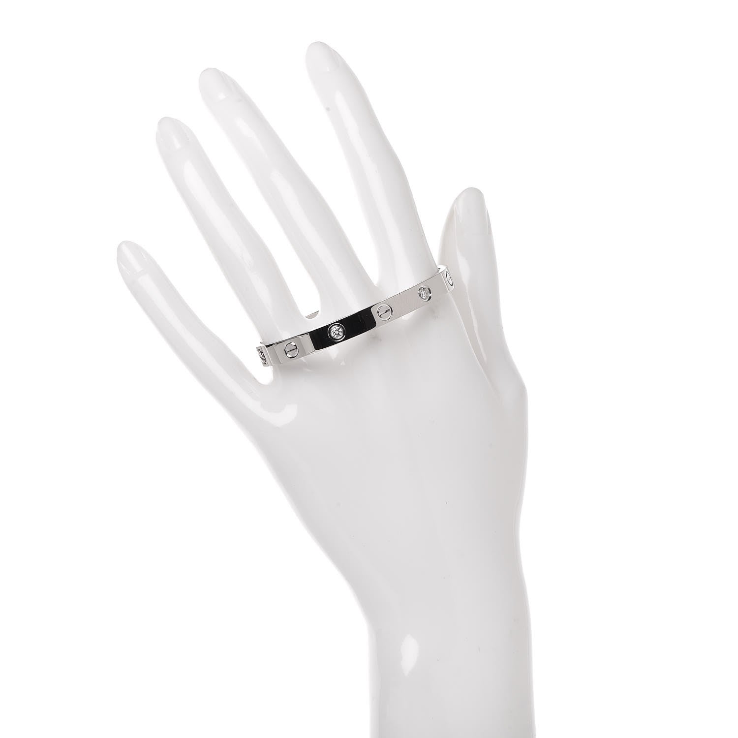 Cartier 18K White Gold 4 Diamond LOVE Bracelet 16 2 of 4