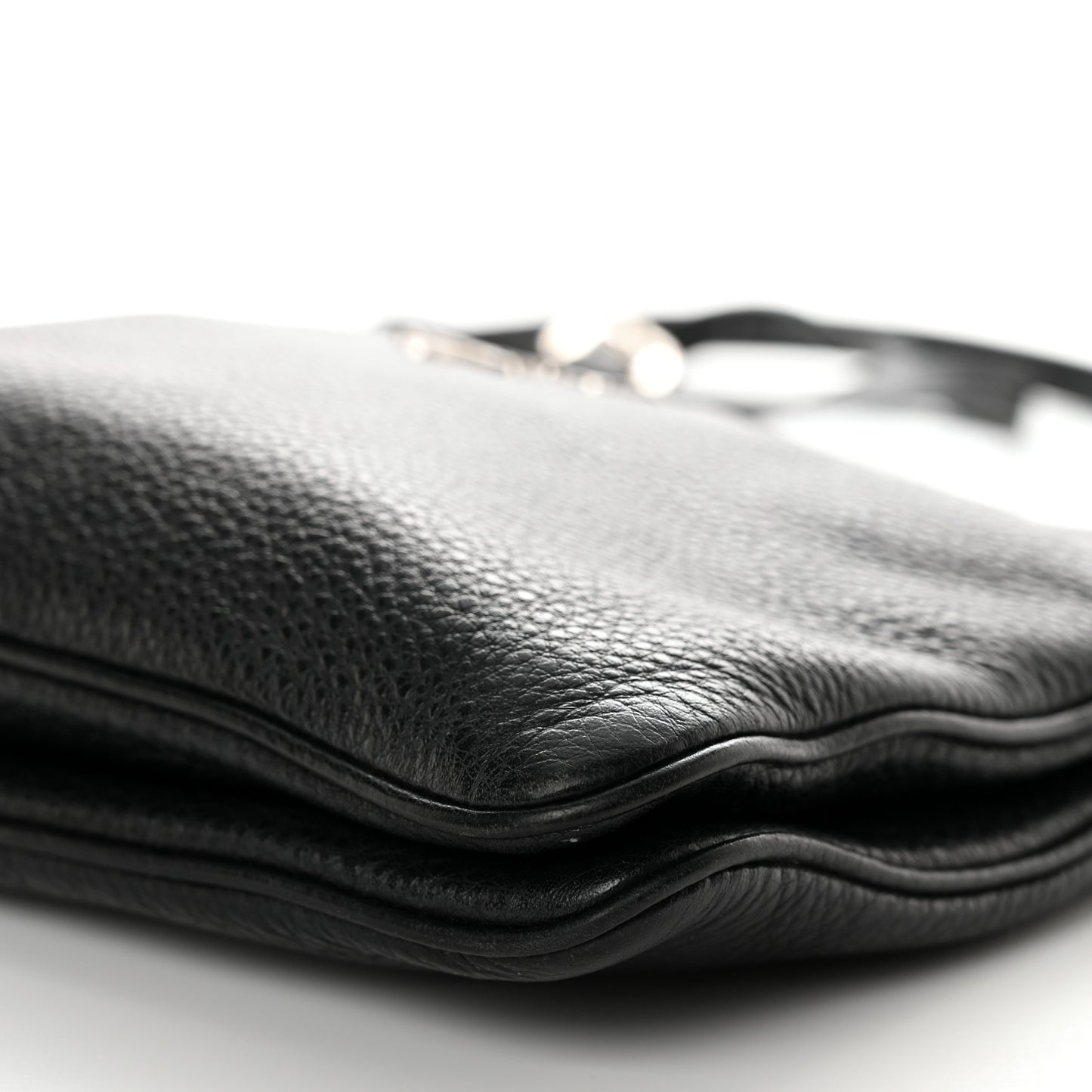 Vitello Daino Double Zip Crossbody Bag Black