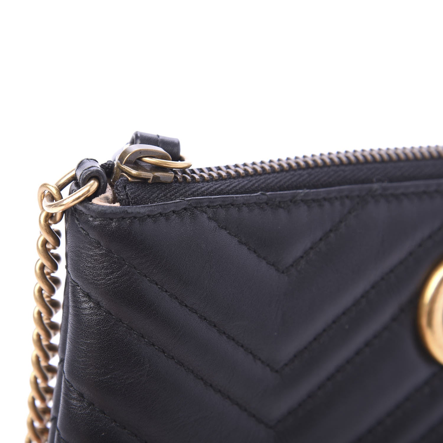 Gucci Calfskin Matelasse Mini GG Marmont Chain Bag Black 10 of 11