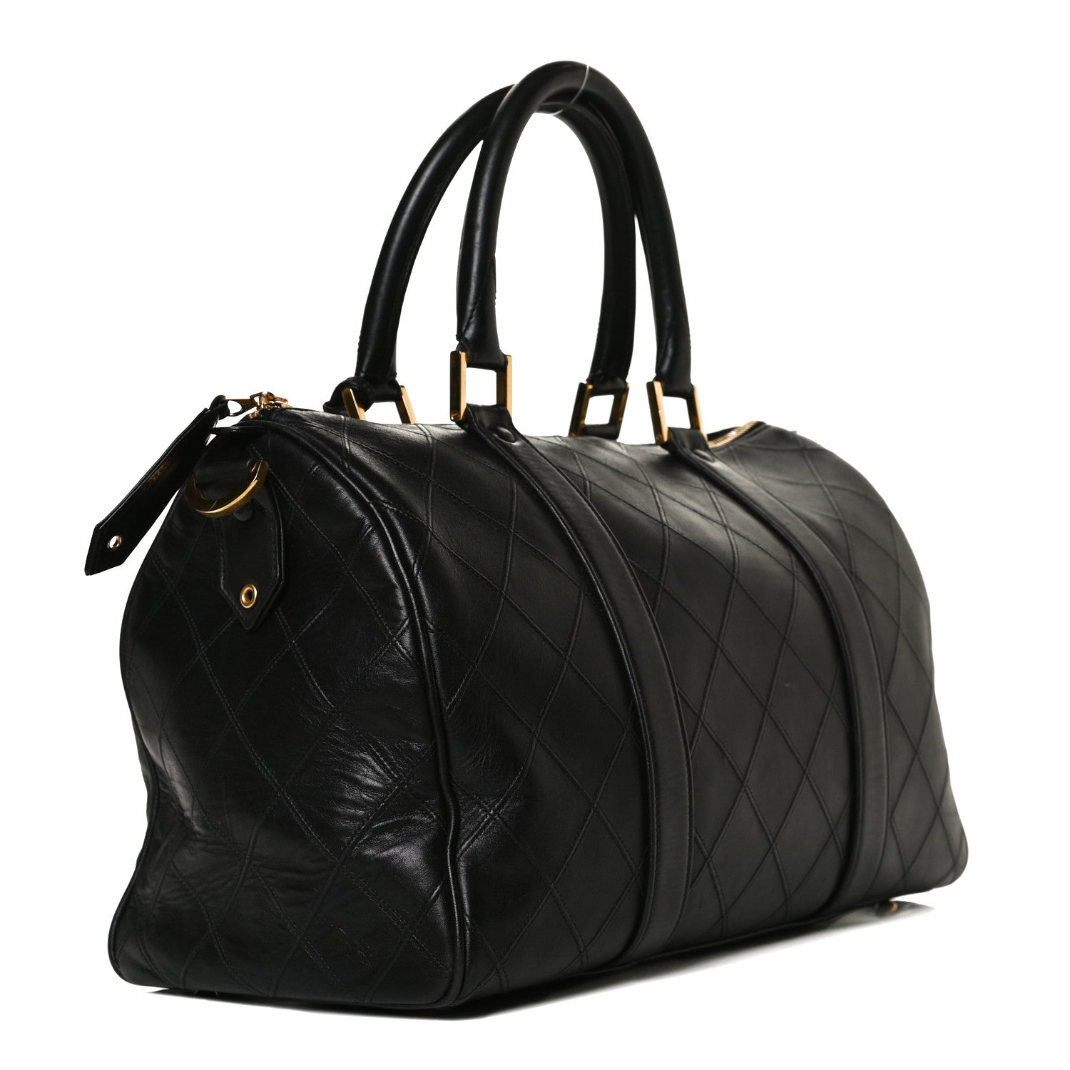 Chanel Calfskin Stitched CC Boston Black 3 of 16