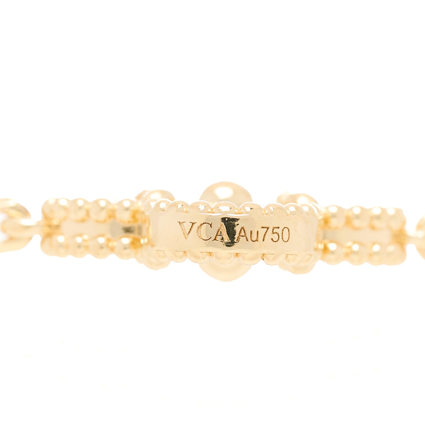 18K Yellow Gold Diamond 5 Motifs Guilloche Vintage Alhambra Bracelet