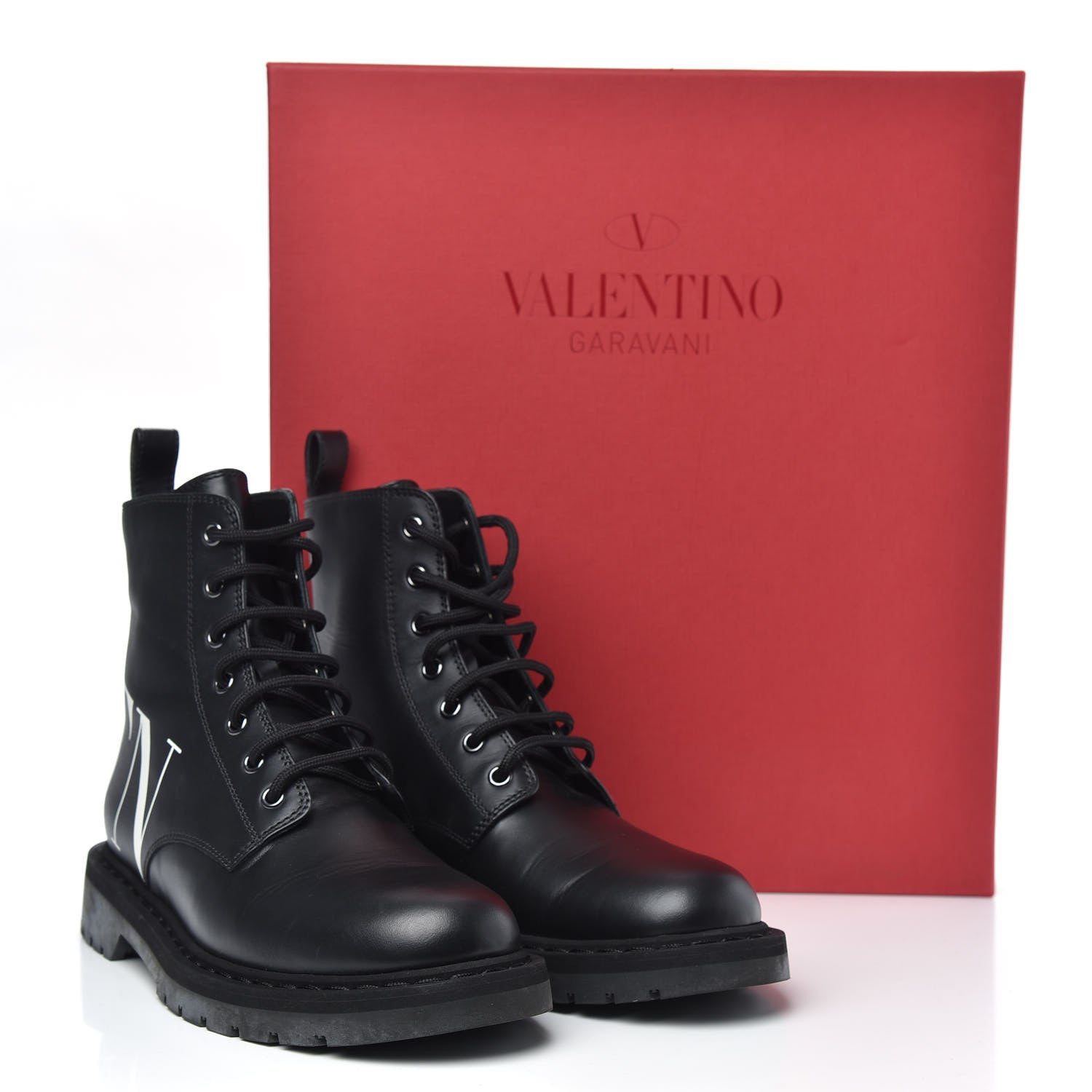 Valentino Garavani Calfskin VLTN 20mm Combat Boots 39.5 Black White 8 of 8