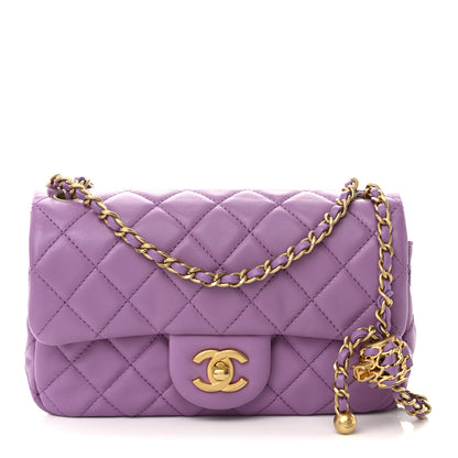 Chanel Lambskin Quilted Mini Rectangular Pearl Crush Flap Purple 1 of 11