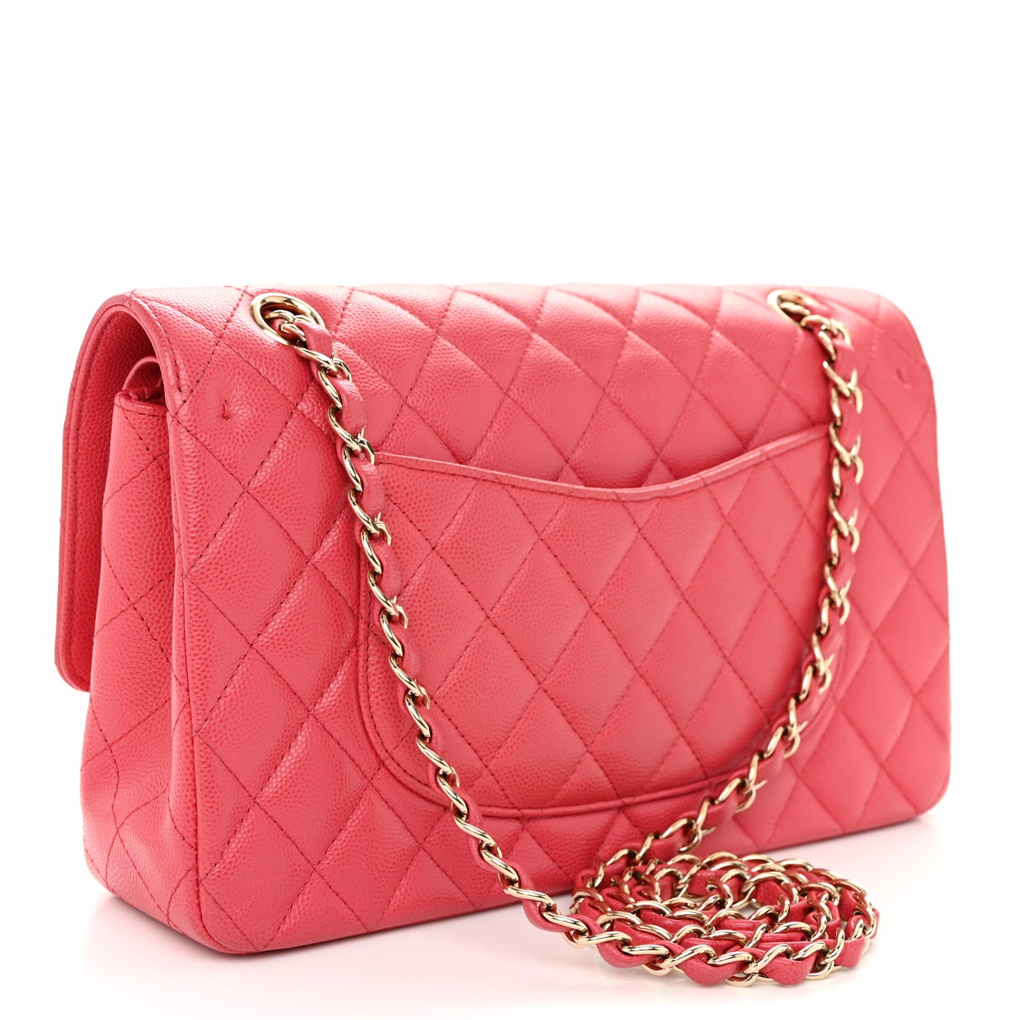 Caviar Quilted Medium Double Flap Dark Pink