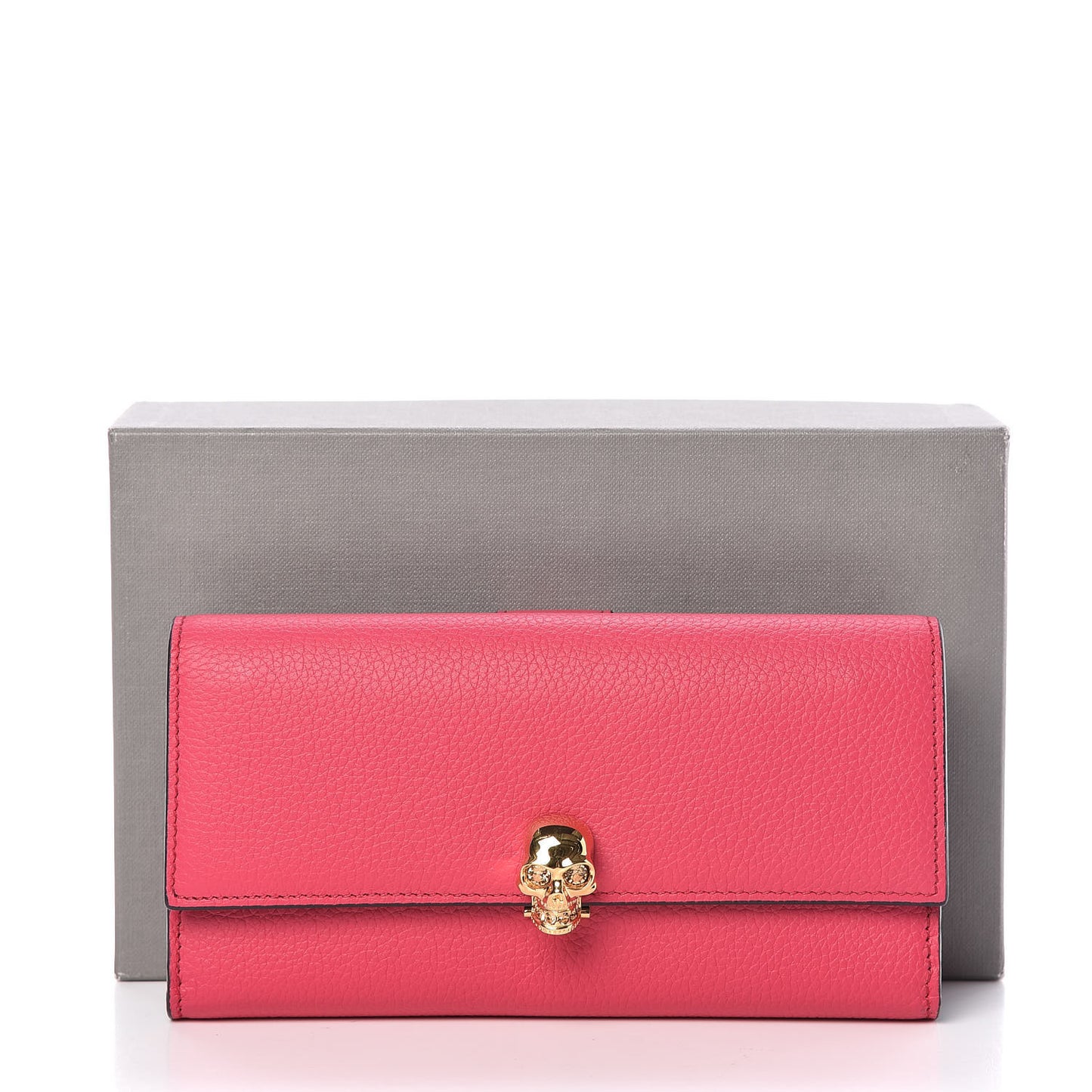 Calfskin Skull Continental Wallet Pink