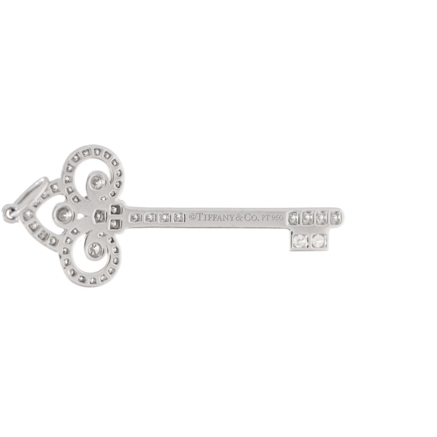 Tiffany Platinum Diamond .41ct Fleur De Lis Key Pendant 3 of 3