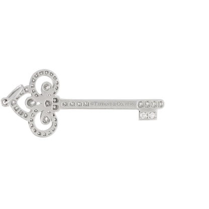 Tiffany Platinum Diamond .41ct Fleur De Lis Key Pendant 3 of 3