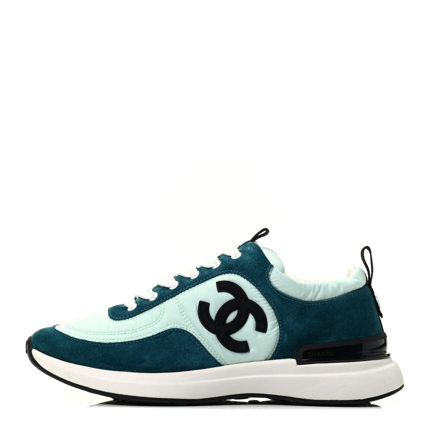 Nylon Suede Calfskin CC Sneakers 37 Green Light Green