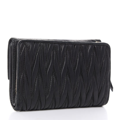 Miu Miu Nappa Matelasse Tri-Fold Flap Wallet Black 3 of 21