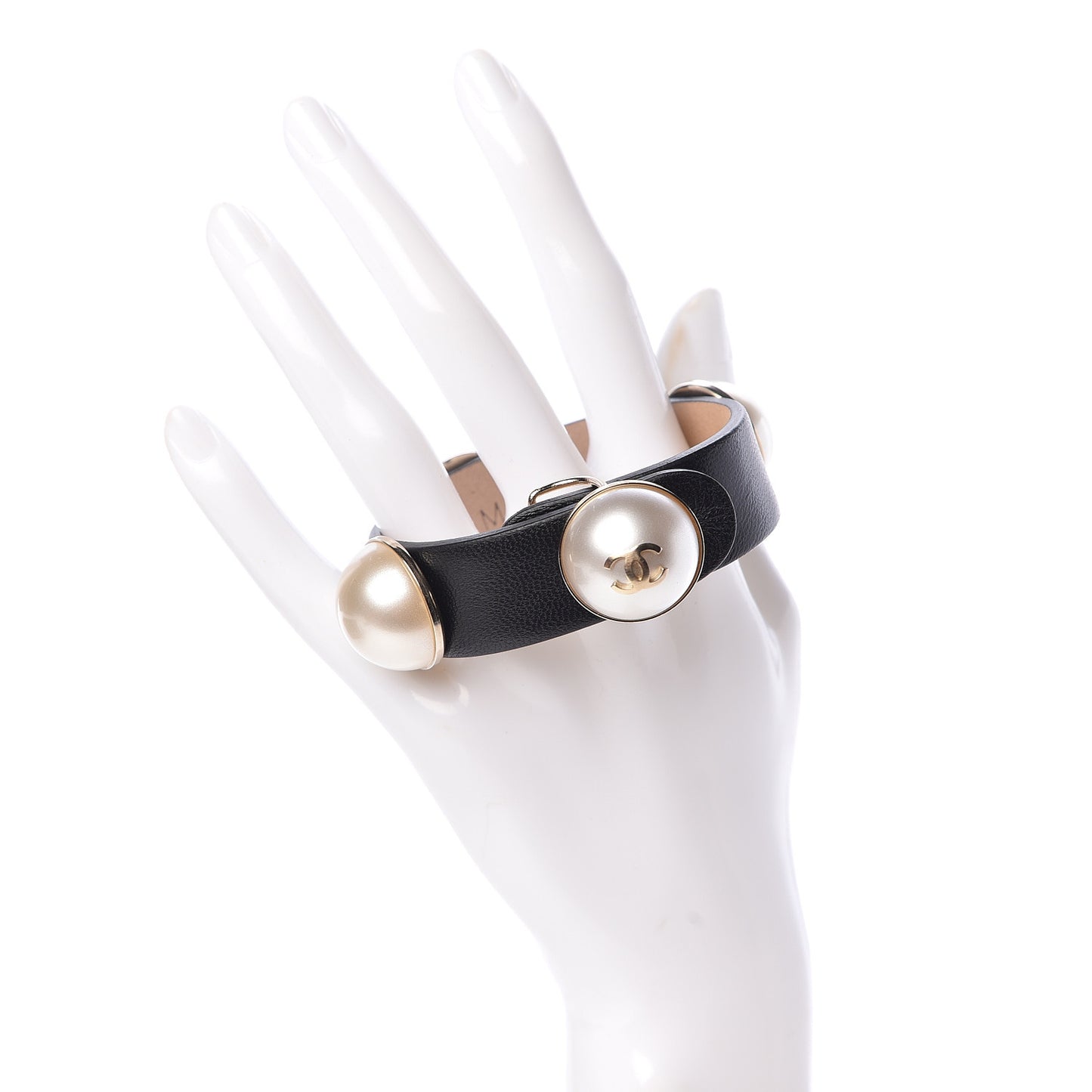 Lambskin Pearl CC Bracelet M Black